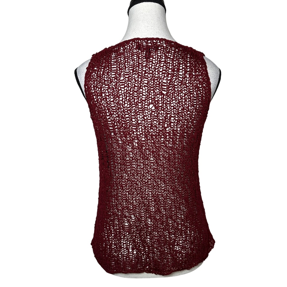 EILEEN FISHER Open Weave Mesh Knit Tank Top Lagenlook Boho Coastal Quite Luxury - Picture 3 of 9